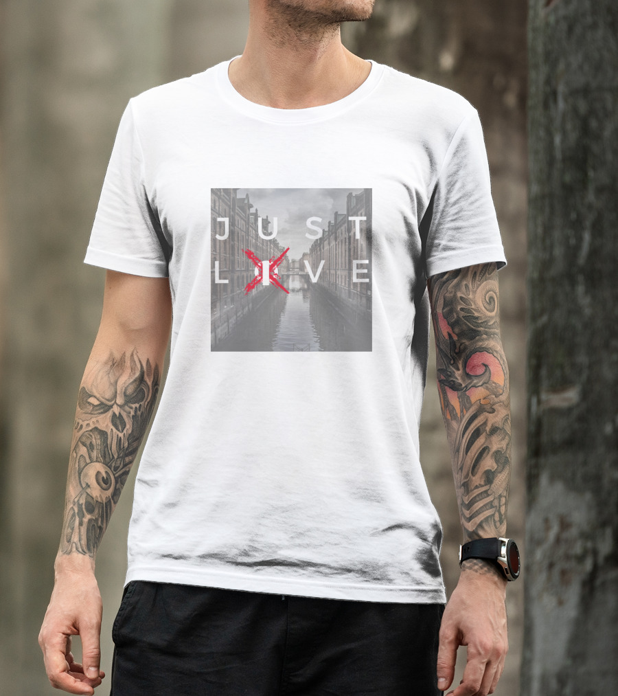 JUST LIVE CROSS CANAL SKY T-Shirt