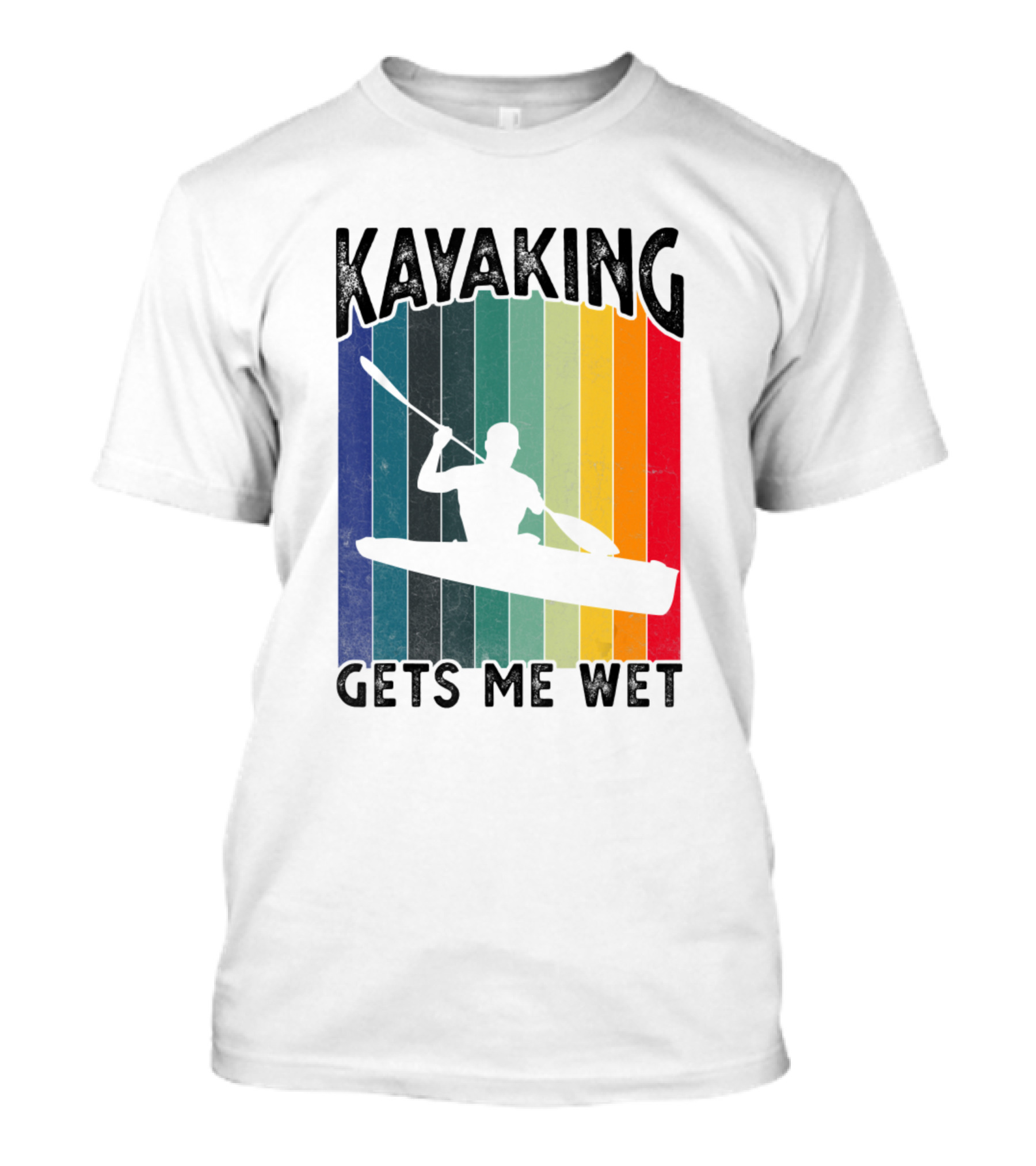Kayaking Gets Me Wet Retro Stripes T-Shirt