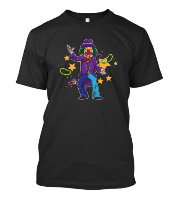 Mardi Gras Clown Beads And Stars Street Party Carnival T-Shirt