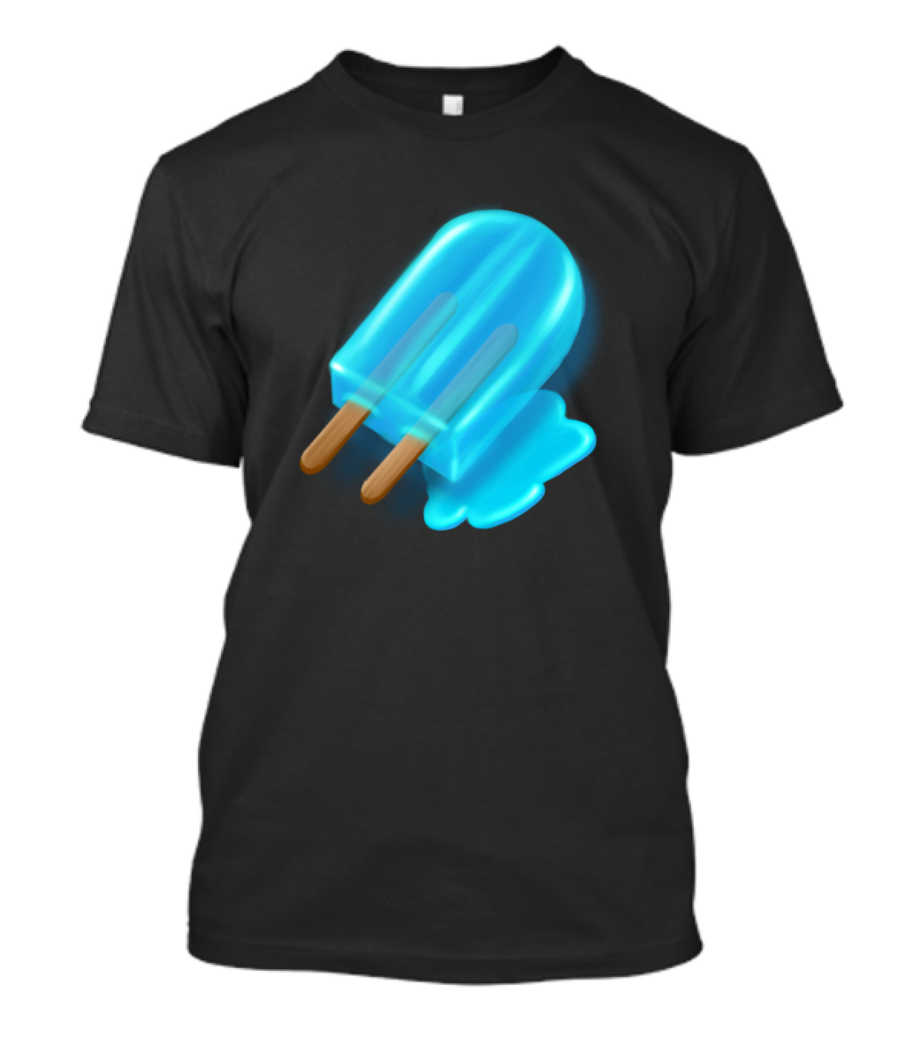 Melted Popsicle Glowing Blue Ice Cream Twin Sticks T-Shirt