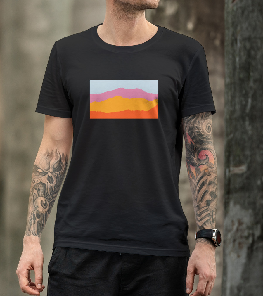 Gradient Mountain Range Landscape In Vibrant Colors T-Shirt