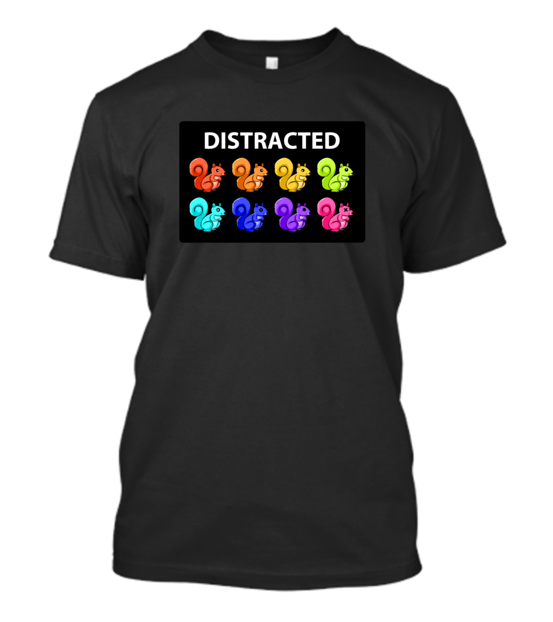 Distracted ADHD Squirrel Brain Funny Cute Aware Colorful Squirrels T-Shirt