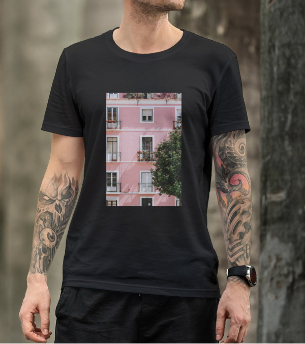 Pink Building With Balconies In Lisbon Portugal Photograph T-Shirt