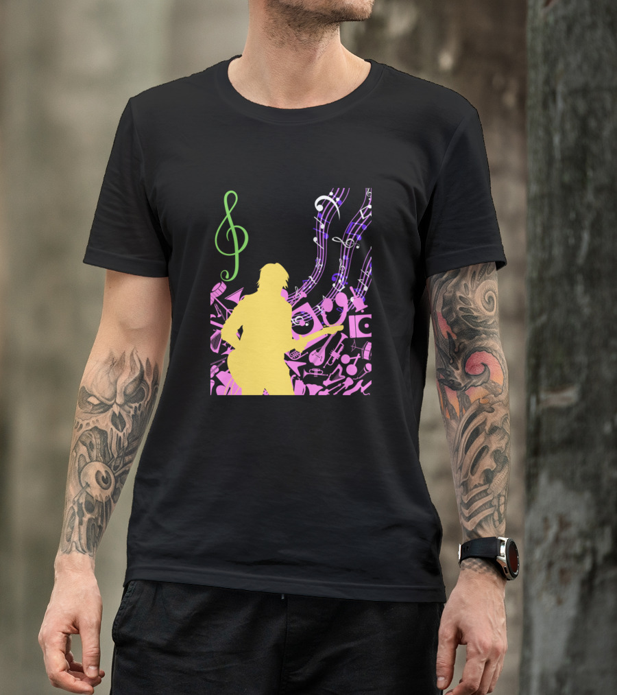 Treble Clef Guitarist Musical Harmony T-Shirt