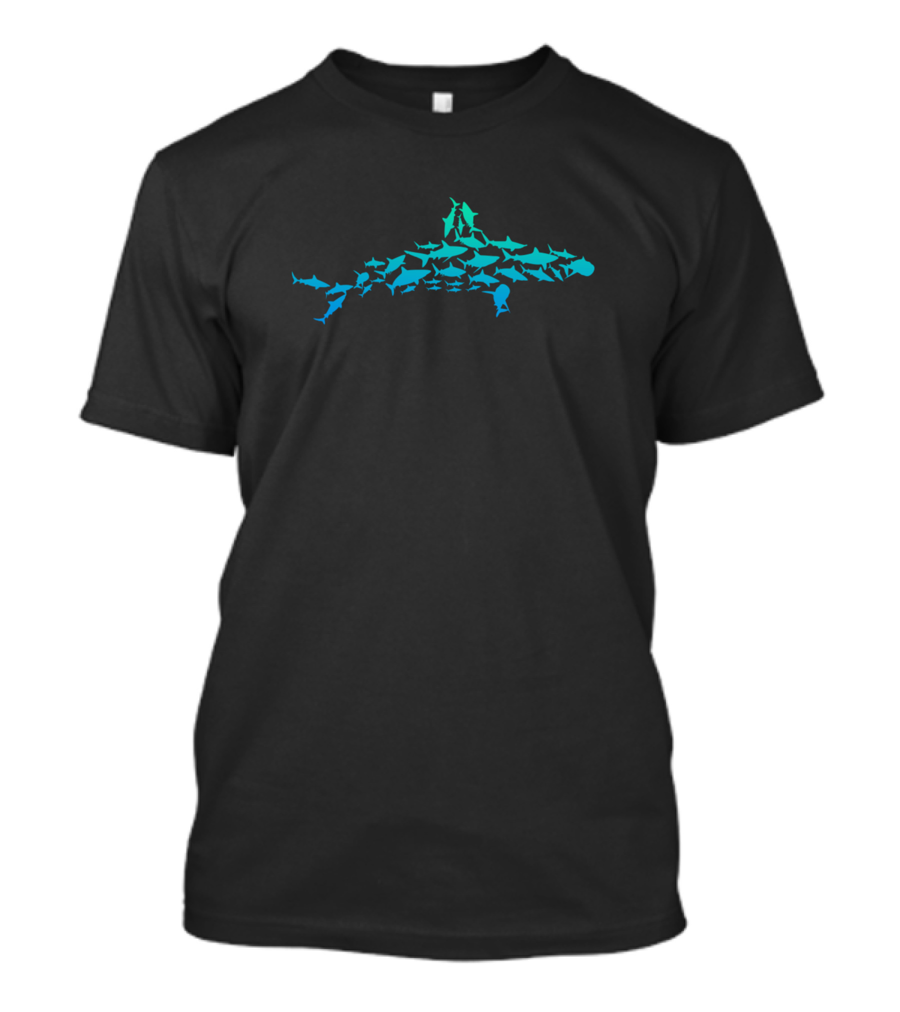 Predator Sea Animal Shark Silhouette Formed By School Of Sharks T-Shirt