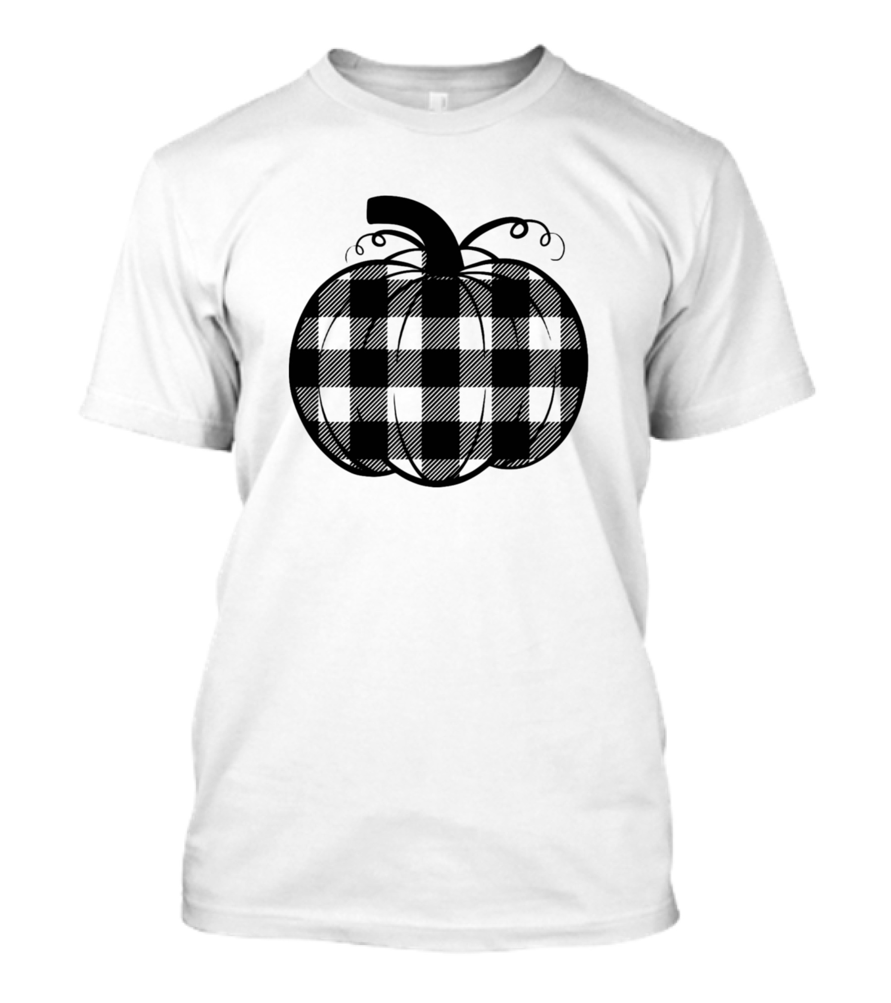Pumpkin Plaid Fall Print Thanksgiving T-Shirt