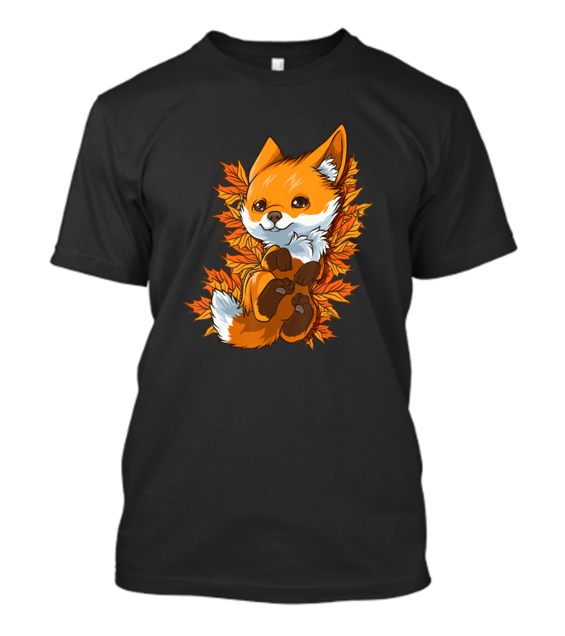 Red Fox Baby In Autumn Fall Leaves Forest Animal T-Shirt