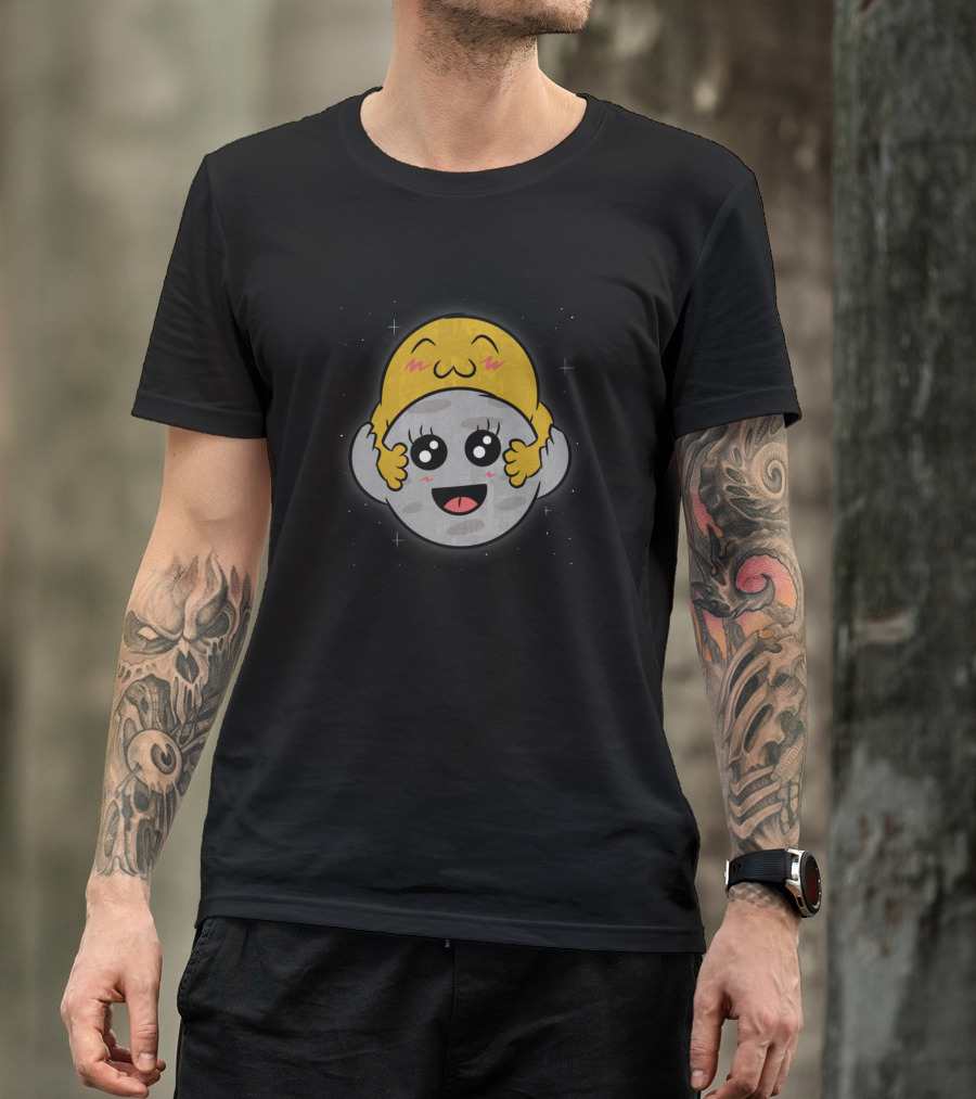 Romanclipse Cute Moon And Sun Hugging Emoji T-Shirt