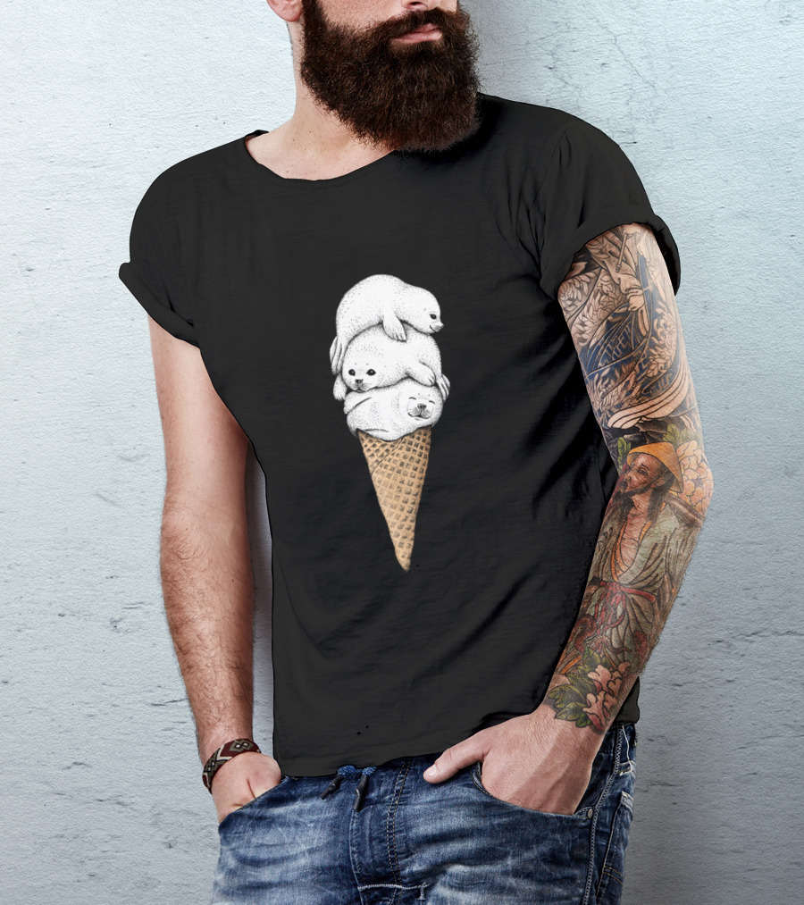 Seal Ice Cream Cone Trio T-Shirt