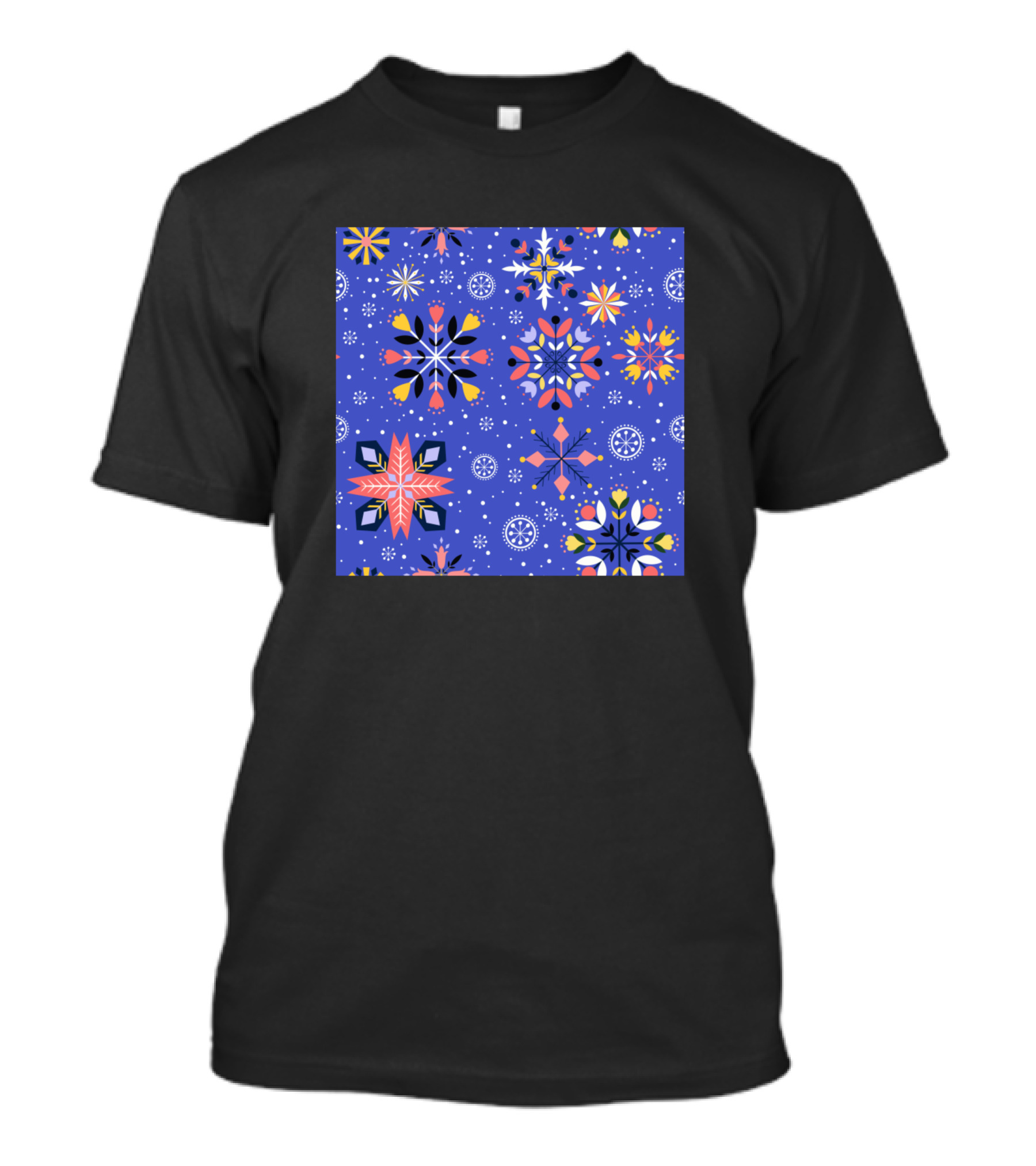 Colorful Geometric Snowflakes Winter T-Shirt