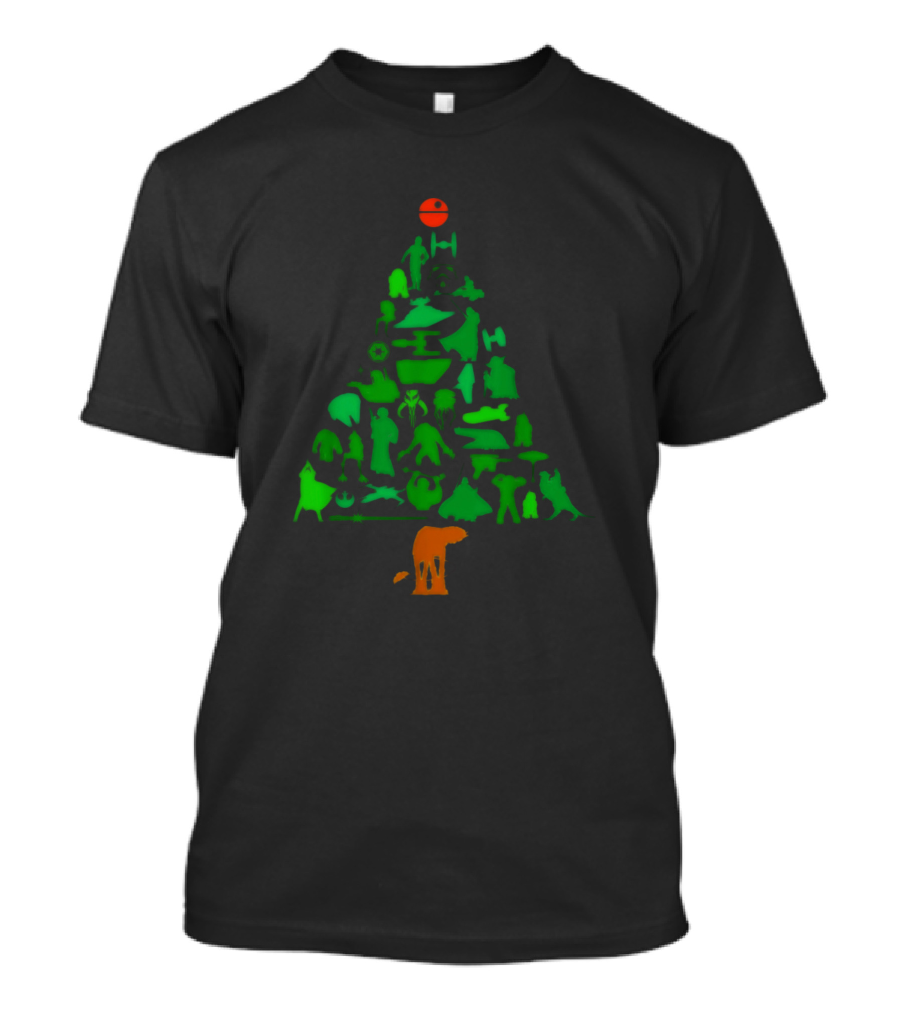 Star Wars Holiday Christmas Tree Silhouette With Death Star Topper T-Shirt
