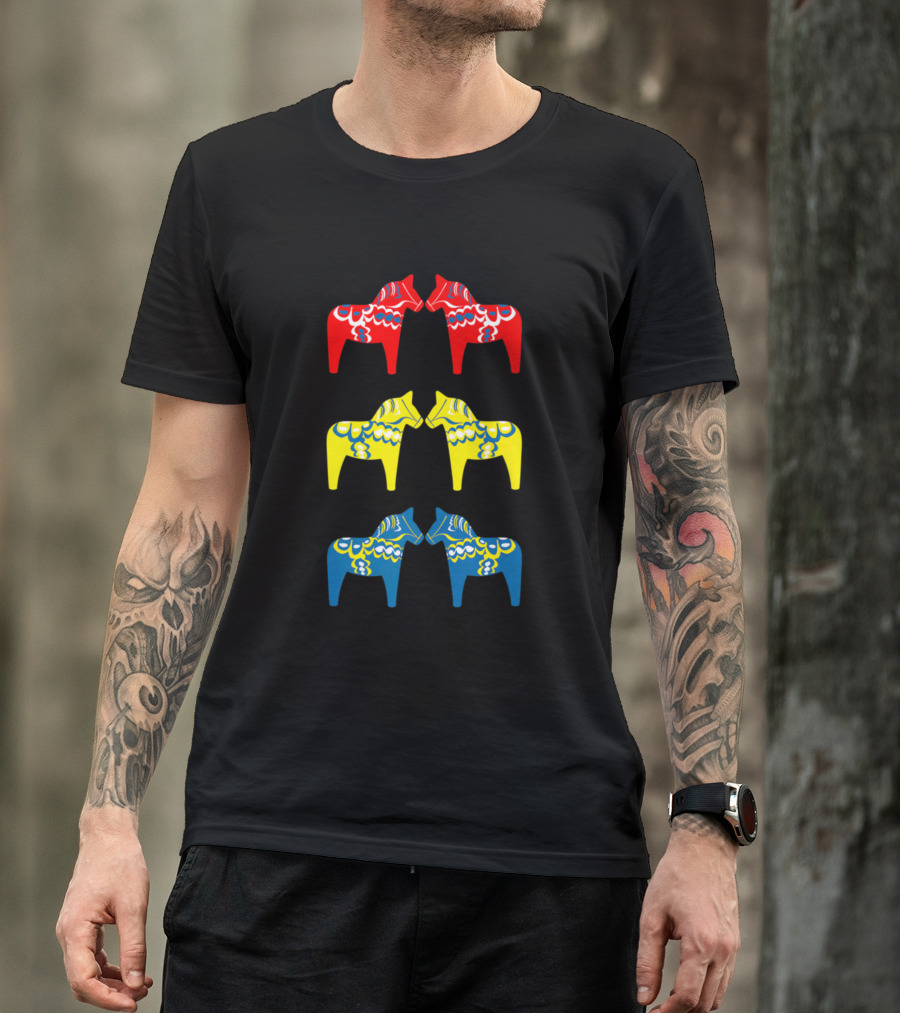 Swedish Dala Horse Red Yellow Blue Sverige T-Shirt
