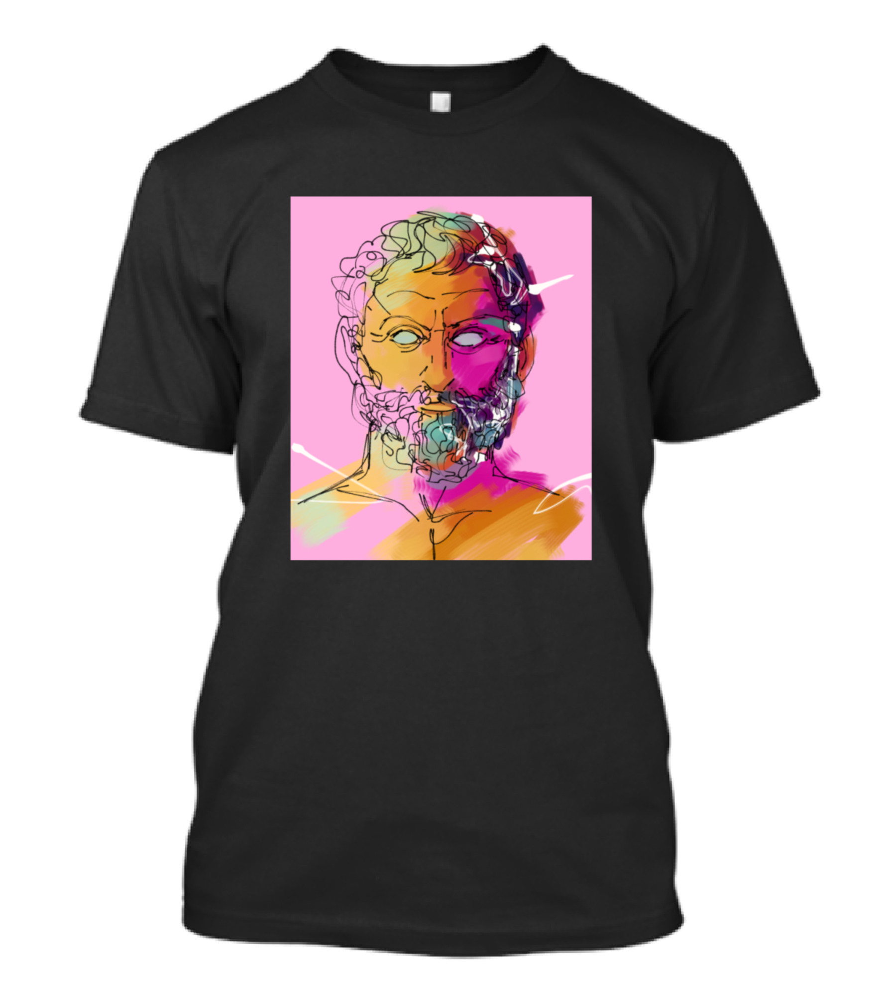 Thales Colorful Abstract Portrait On Pink Background T-Shirt