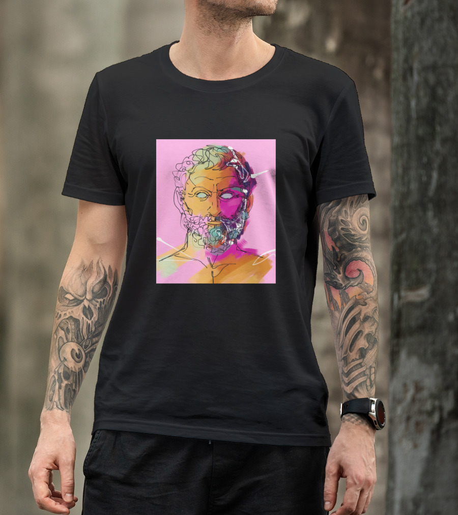 Thales Colorful Abstract Portrait On Pink Background T-Shirt