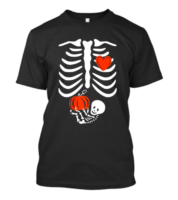 Skeleton Pregnancy Announcement Halloween Thanksgiving Combo T-Shirt