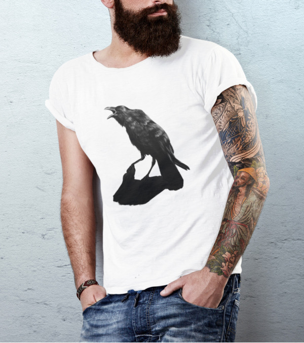 Raven Bird Shadow Black T-Shirt