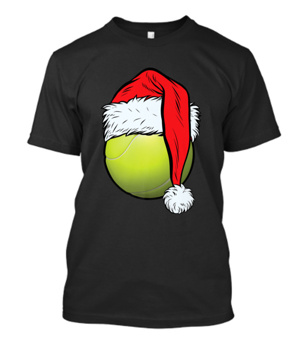 Christmas Tennis Ball Santa Hat Funny Sport Holiday T-Shirt