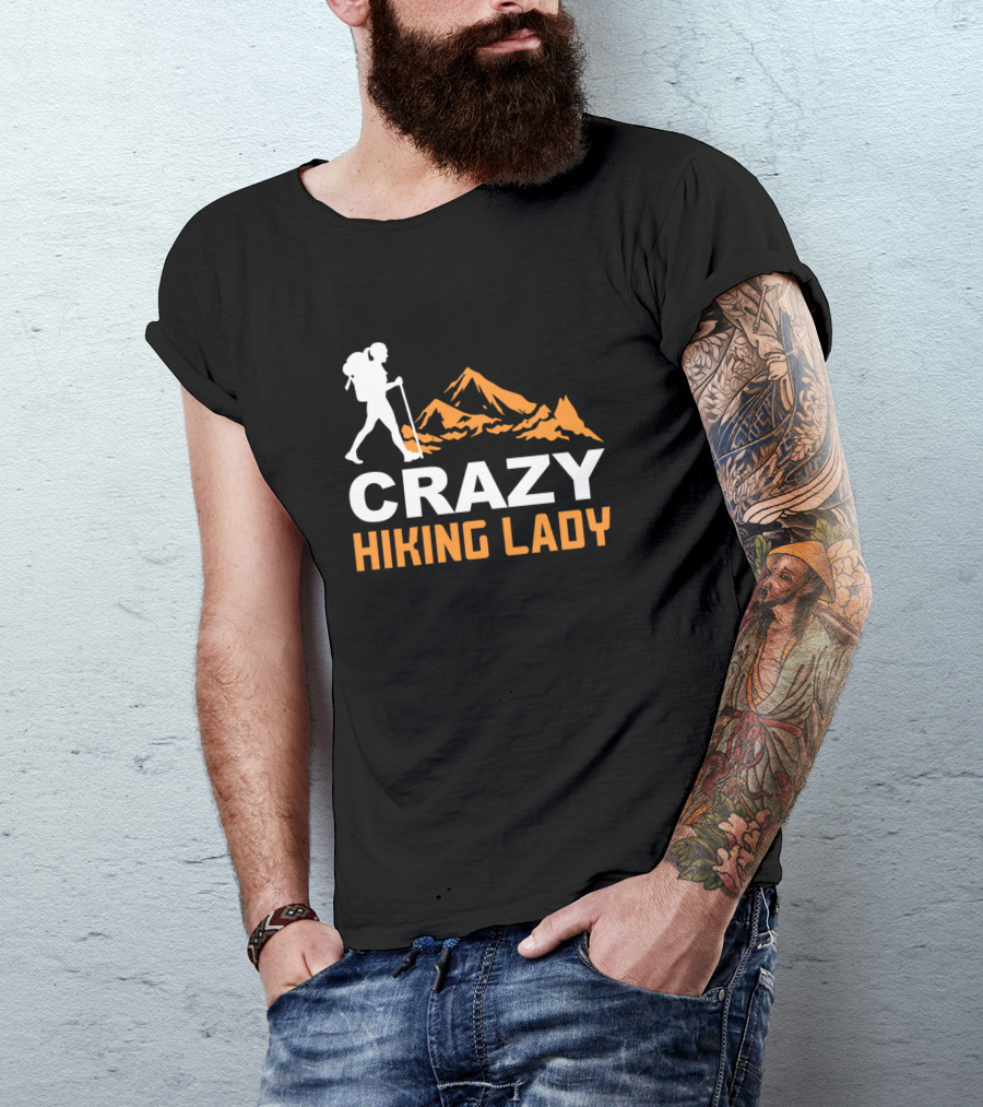 CRAZY HIKING LADY Mountain Trekker T-Shirt