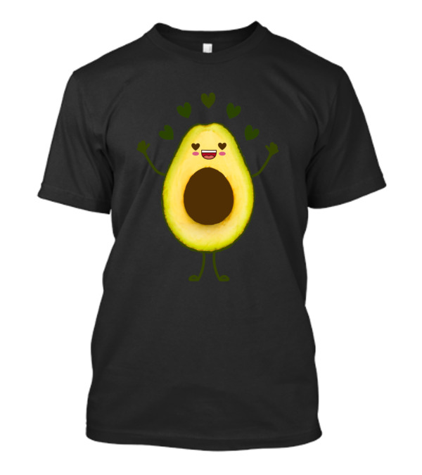 Happy Avocado Smiling With Love Hearts T-Shirt