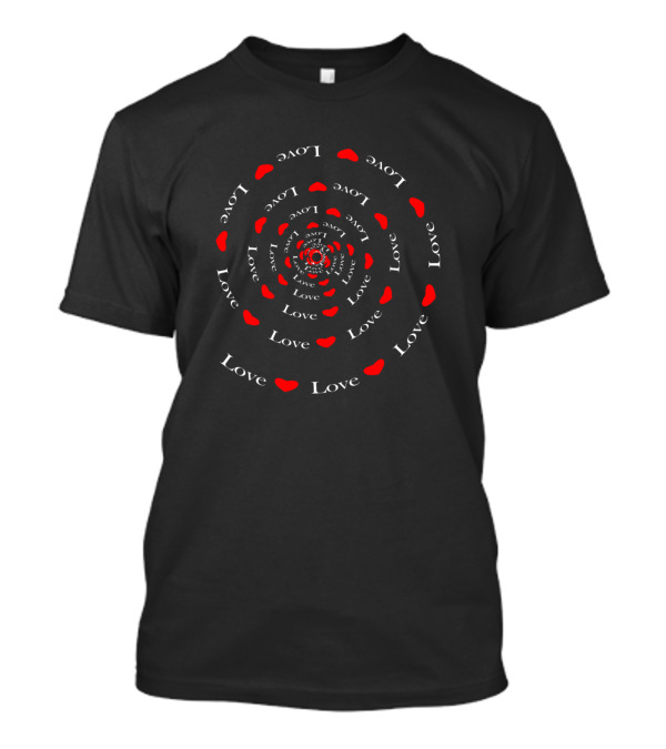 'Cycle Of Love' Spiral With Red Hearts T-Shirt