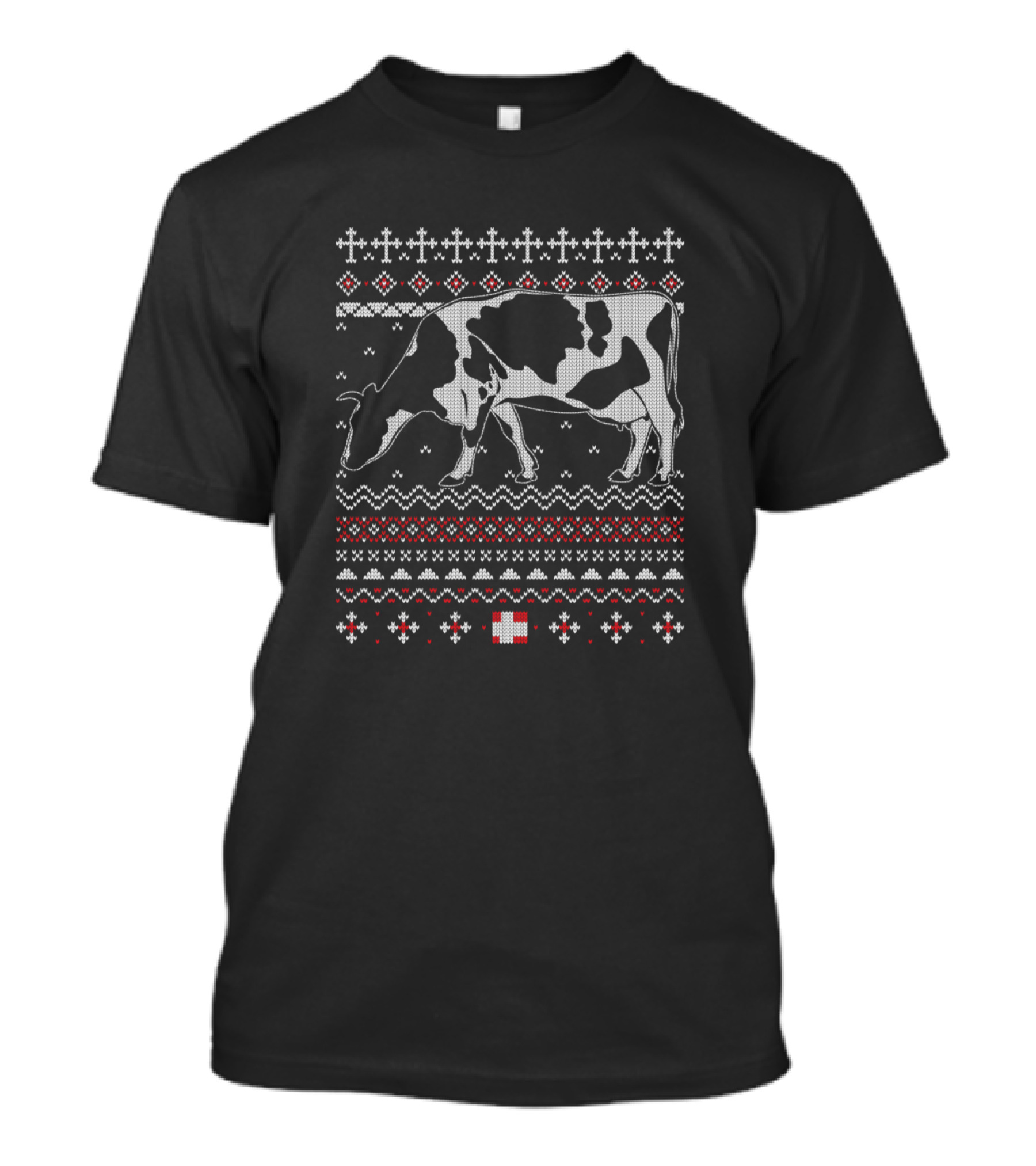 Dairy Cow Pattern Ugly Christmas Sweater Farming Lovers T-Shirt