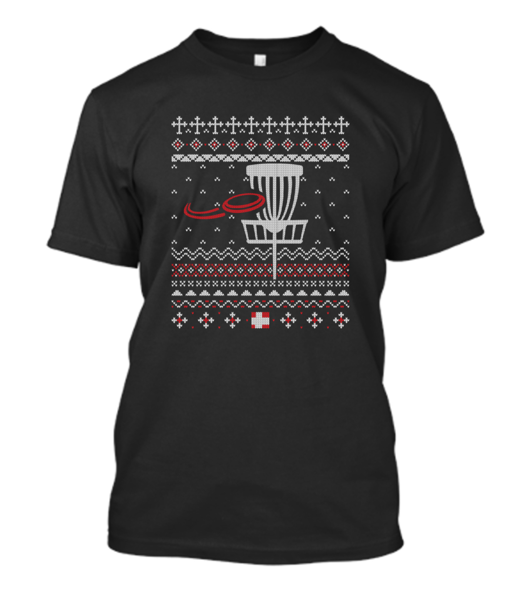 Disc Golf Basket Frisbee Golf Flying Disc Ugly Christmas T-Shirt