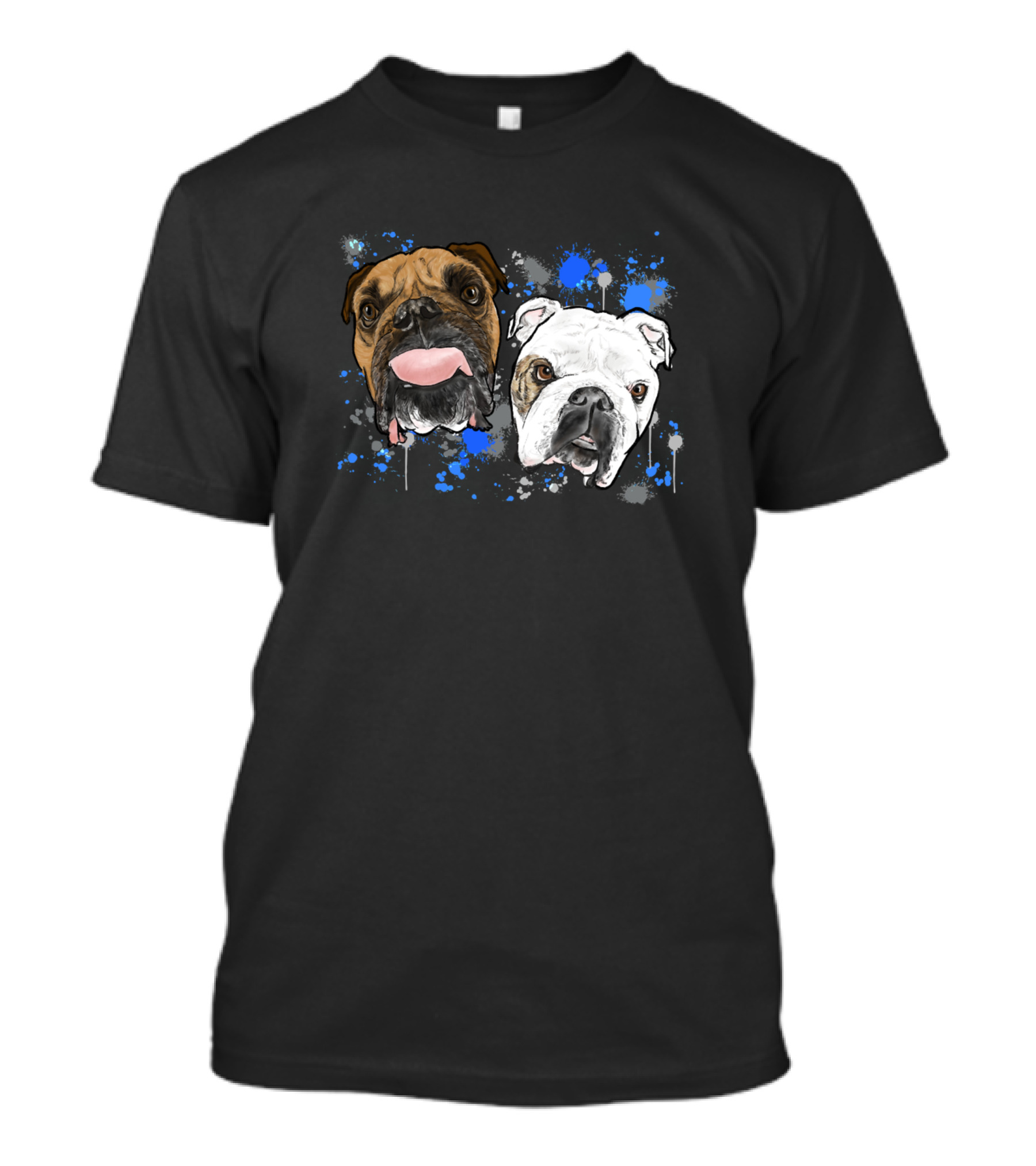 Dog Buddha And Wilson Bulldogs Blue Paint Splatter T-Shirt