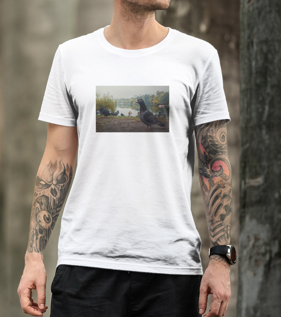 Dove In Serene Lakefront Setting Closeup T-Shirt