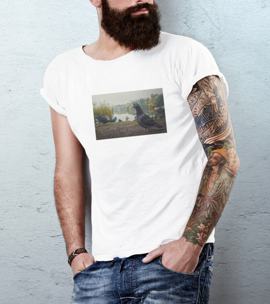 Dove In Serene Lakefront Setting Closeup T-Shirt
