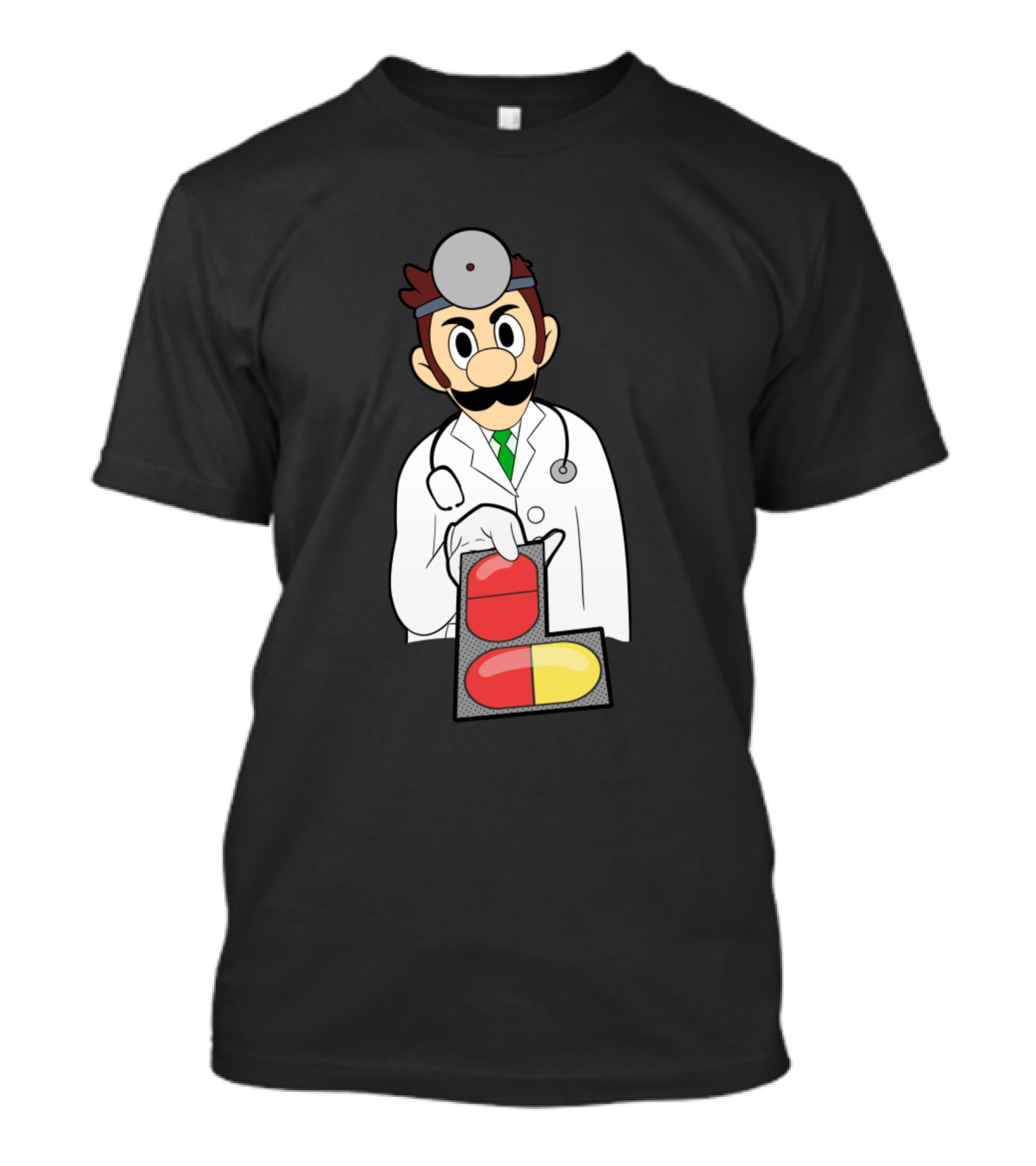 Dr. Mario Character With Red And Yellow Pills T-Shirt