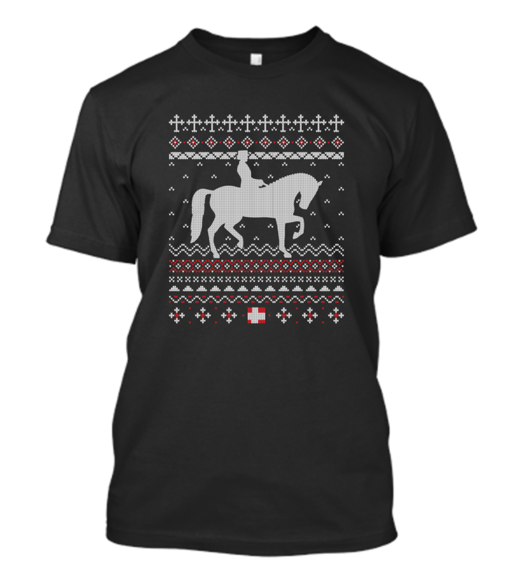 Dressage Horse Rider English Equestrian Ugly Christmas T-Shirt