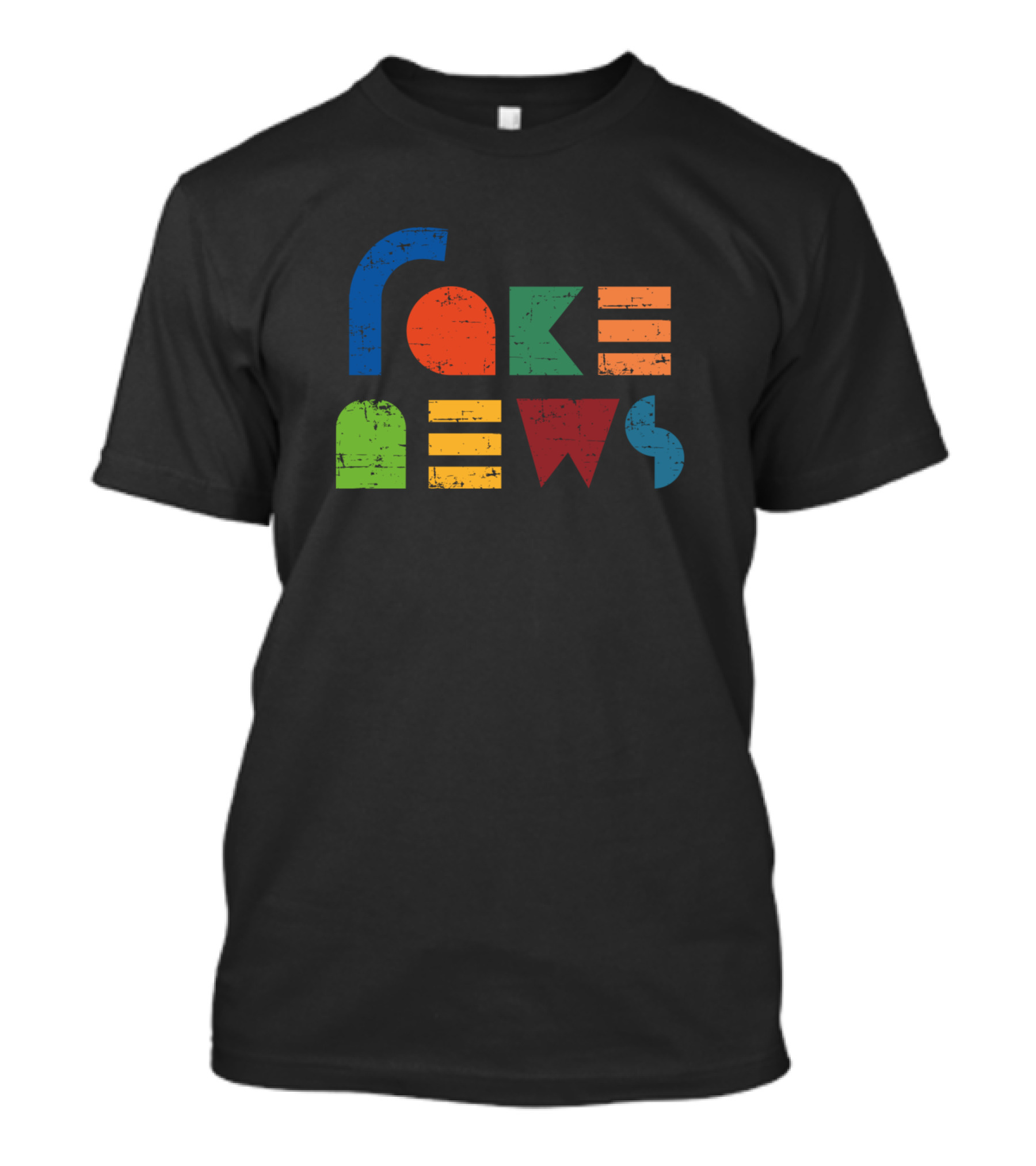 Rake News Retro Bold Color Block Text T-Shirt