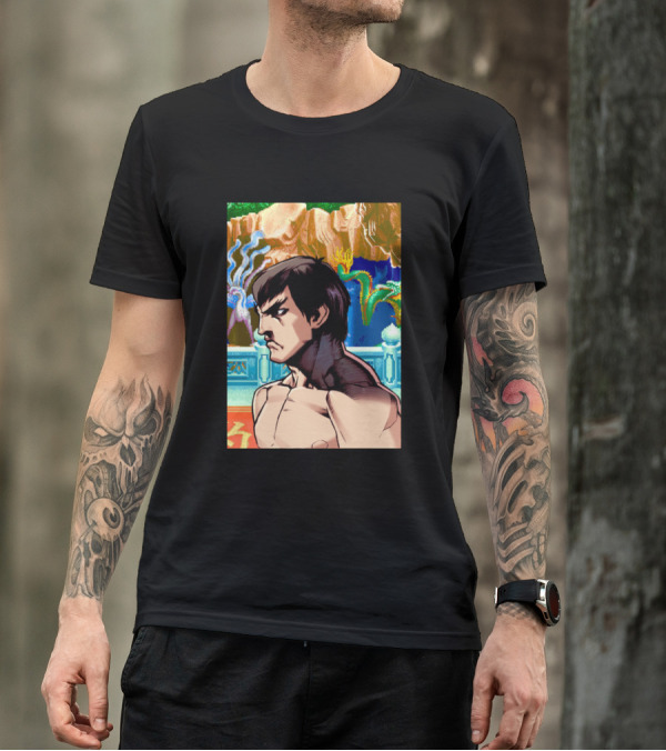 Fei Long Street Fighter Character Art Forest Background T-Shirt