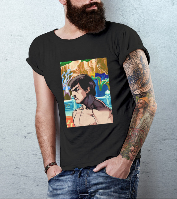 Fei Long Street Fighter Character Art Forest Background T-Shirt