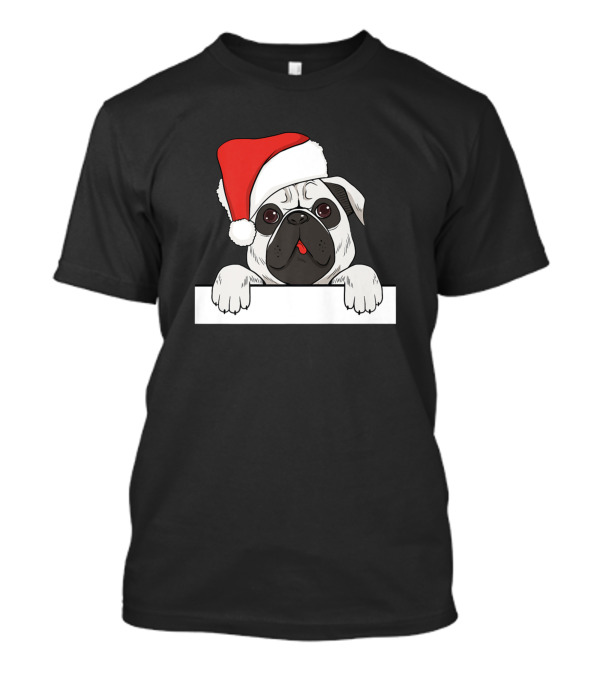 Funny Pug Santa Hat Christmas Dog T-Shirt