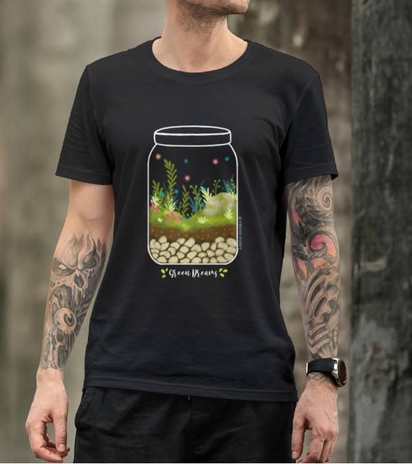 Green Dreams Jar With Plants And Lights By Juana Molina T-Shirt