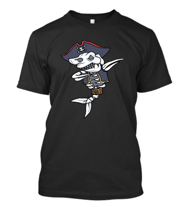 Halloween Scary Dabbing Pirate Skeleton Shark T-Shirt