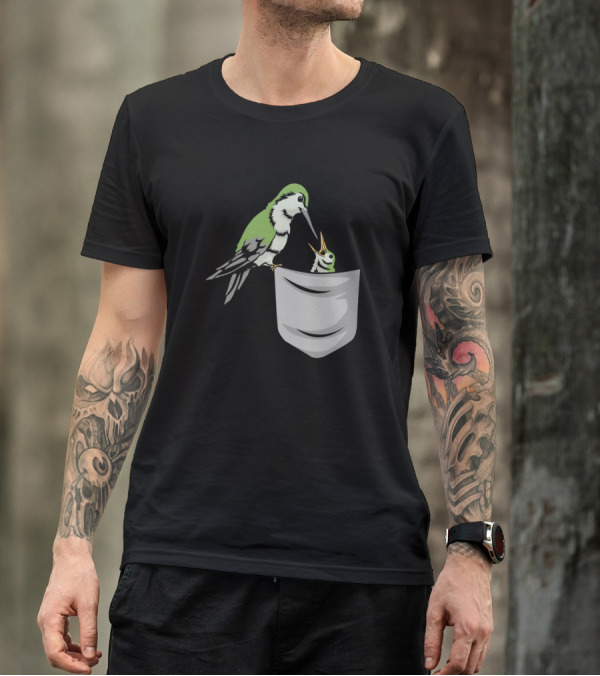 Hummingbird Women Cute Bird Fan Pocket Hummingbird T-Shirt