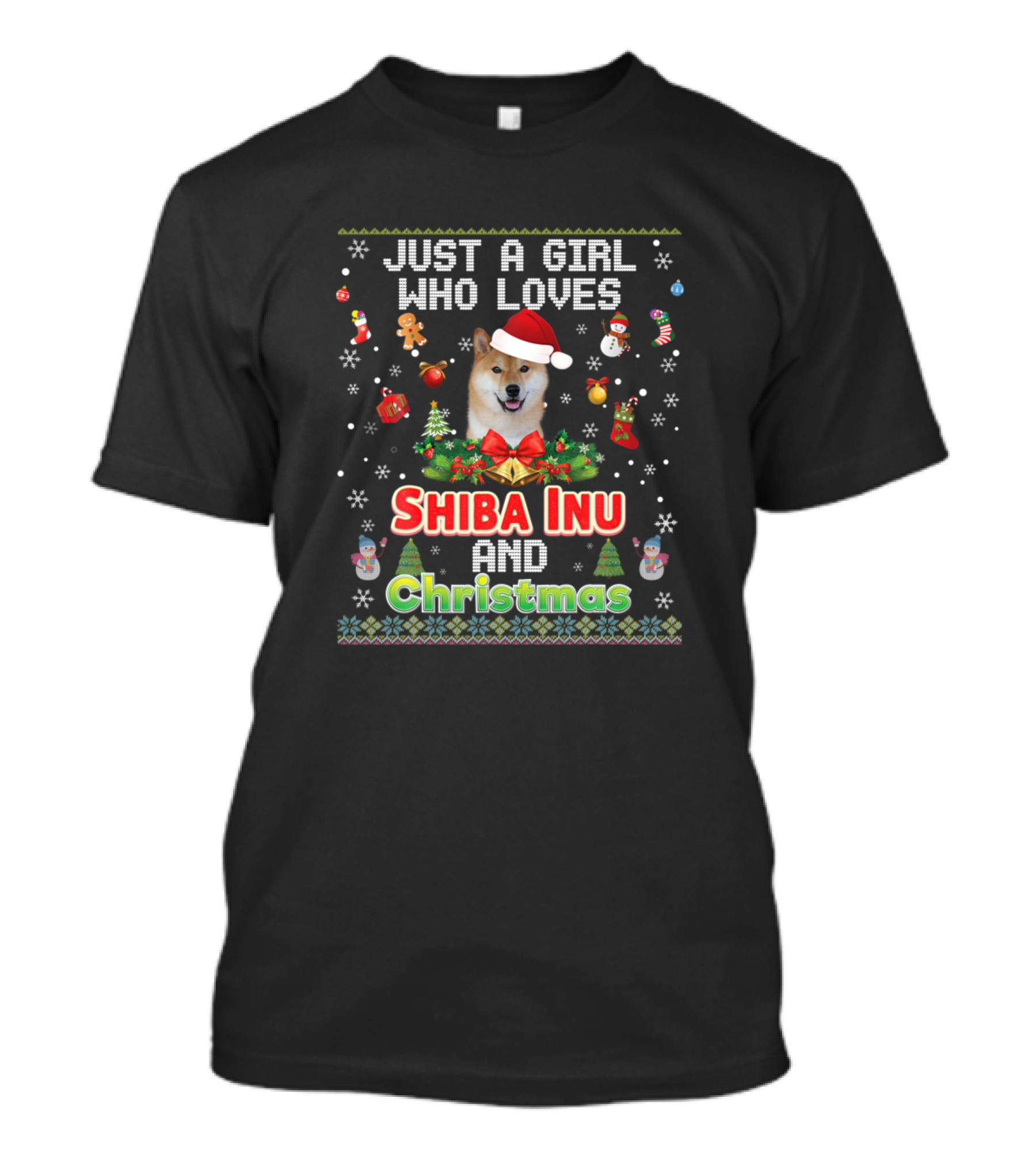 Just A Girl Who Loves Shiba Inu And Christmas T-Shirt