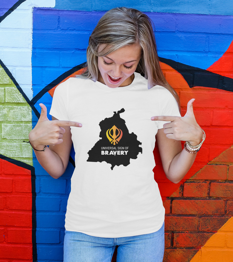 Khanda Universal Sign Of Bravery Punjab Map T-Shirt