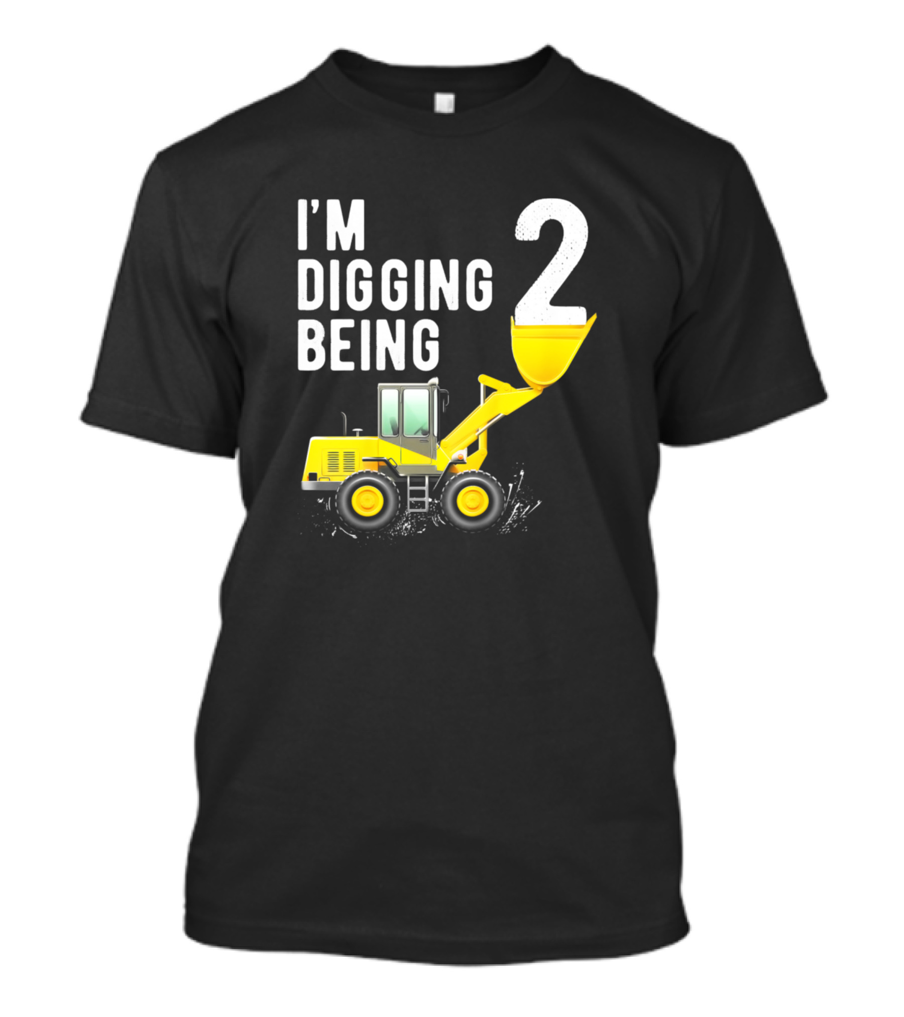 I'm Digging Being 2 Kids 2nd Birthday Boy Bulldozer Construction T-Shirt