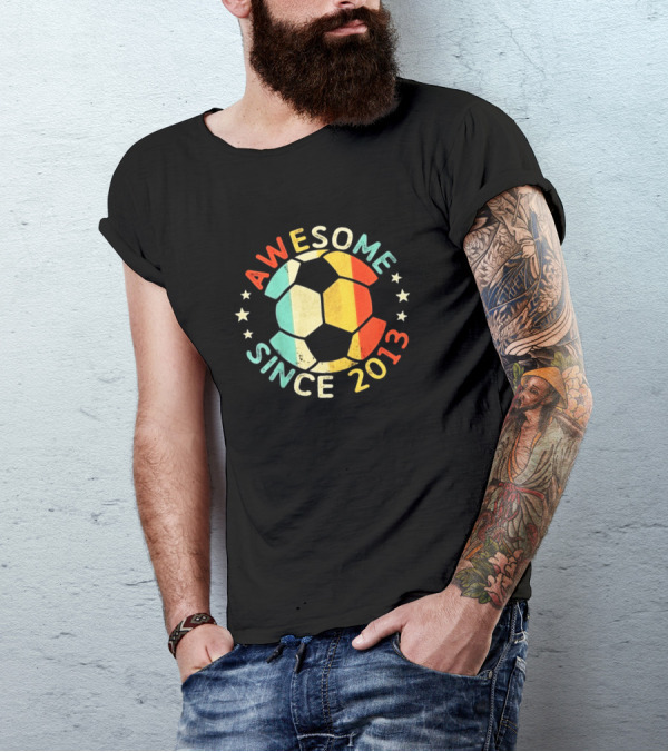 Awesome Since 2013 Soccer Ball Stars Kids Birthday T-Shirt