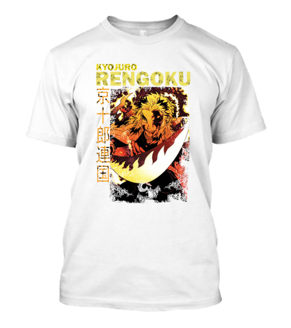 Kyojuro Rengoku Fiery Sword Action Kanji Character T-Shirt
