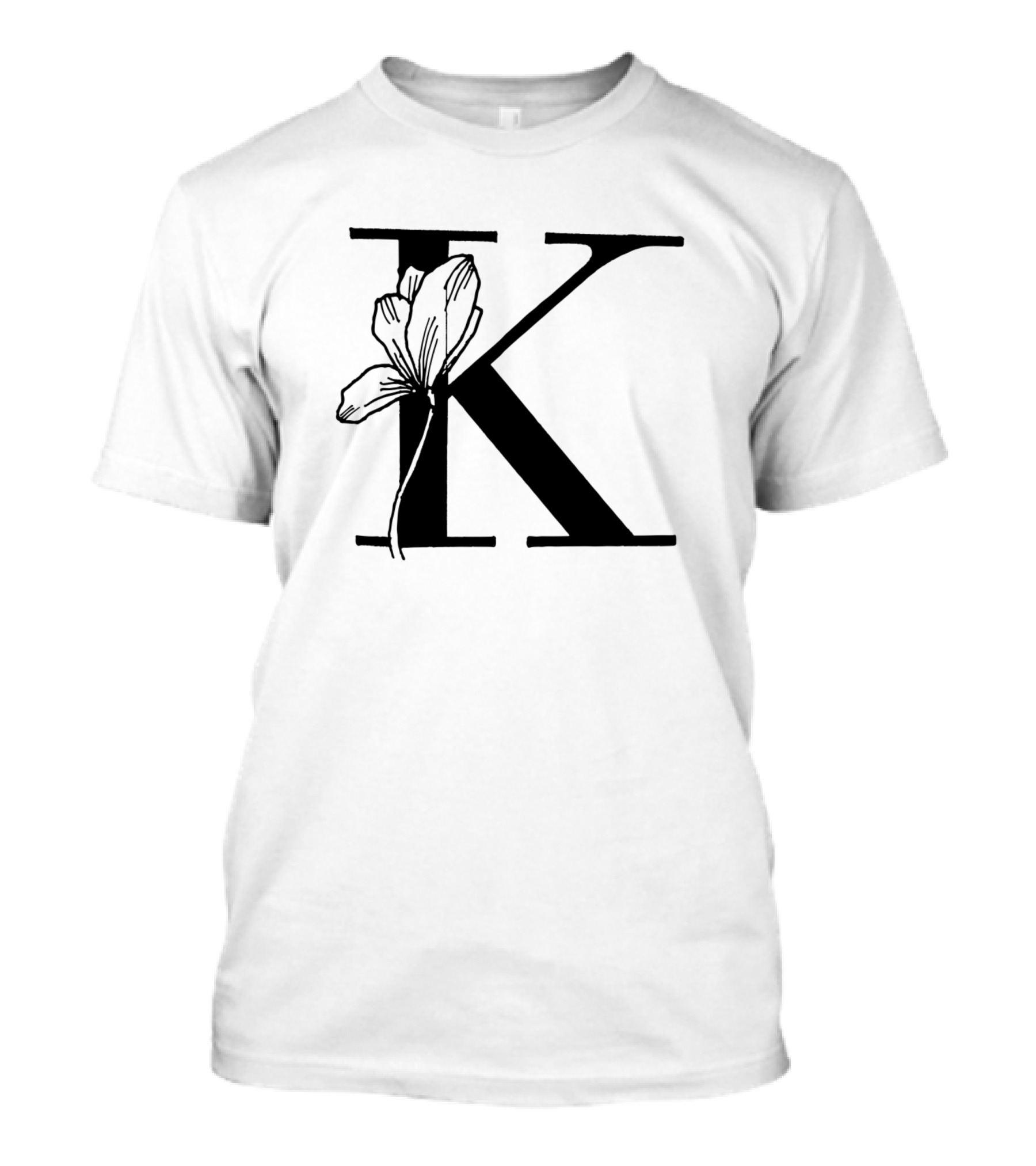 K Floral Initial Rose T-Shirt