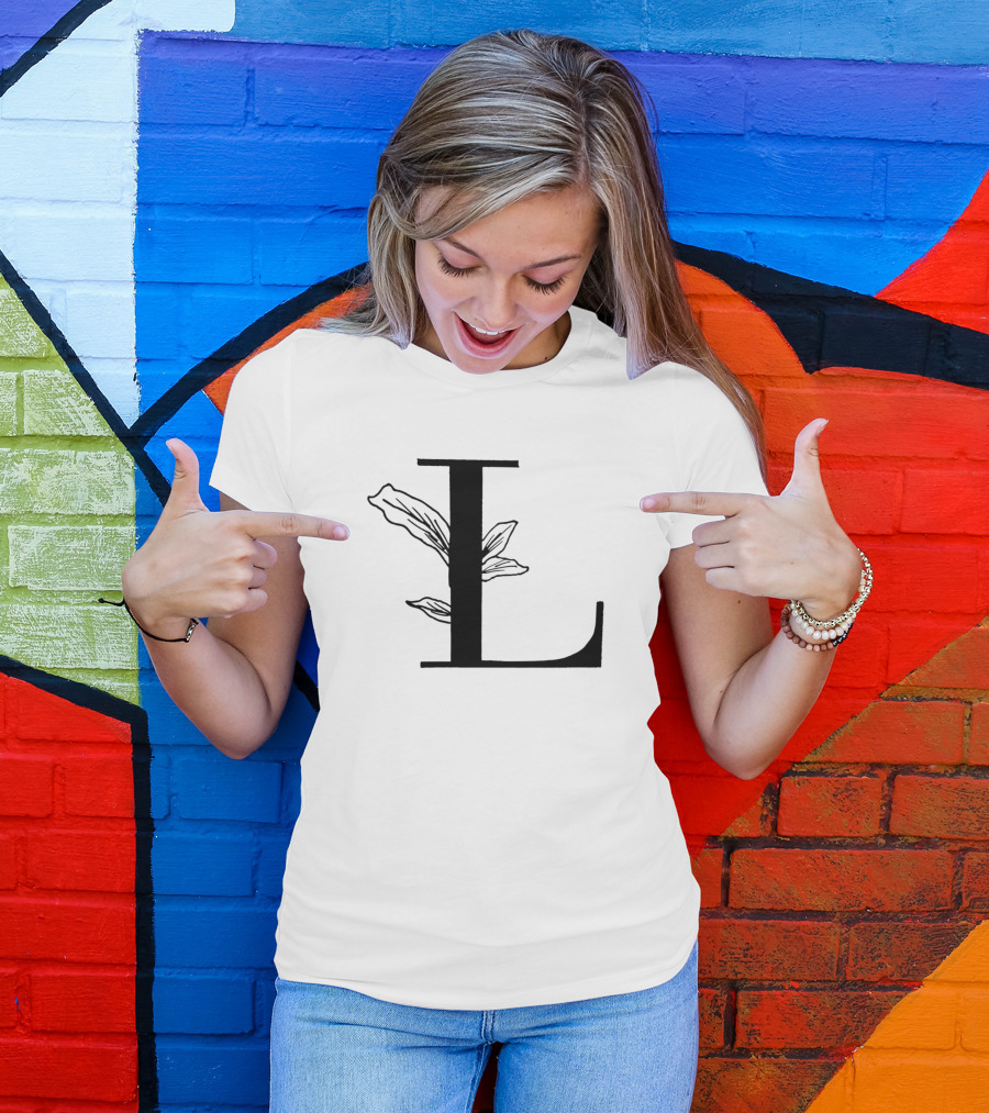 L Monogram With Rose Sketch T-Shirt