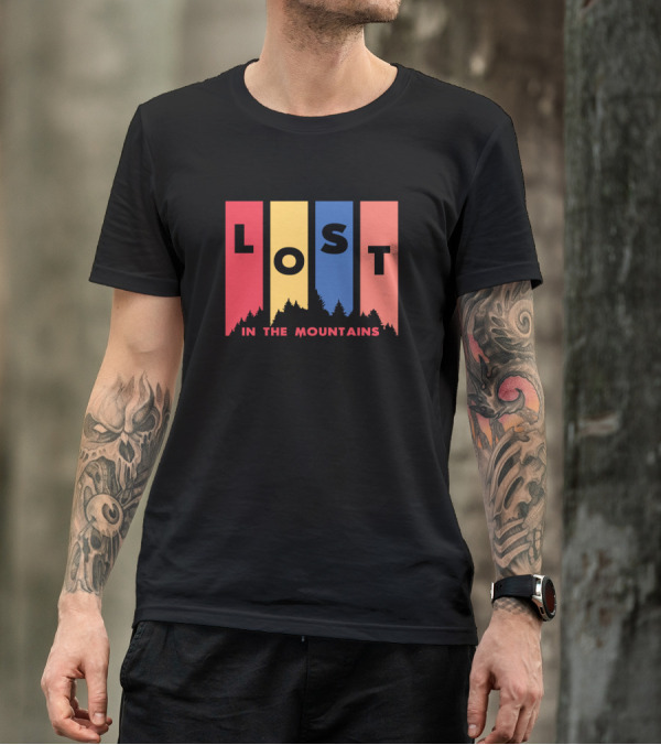 LOST IN THE MOUNTAINS Colorful Forest Stripes T-Shirt