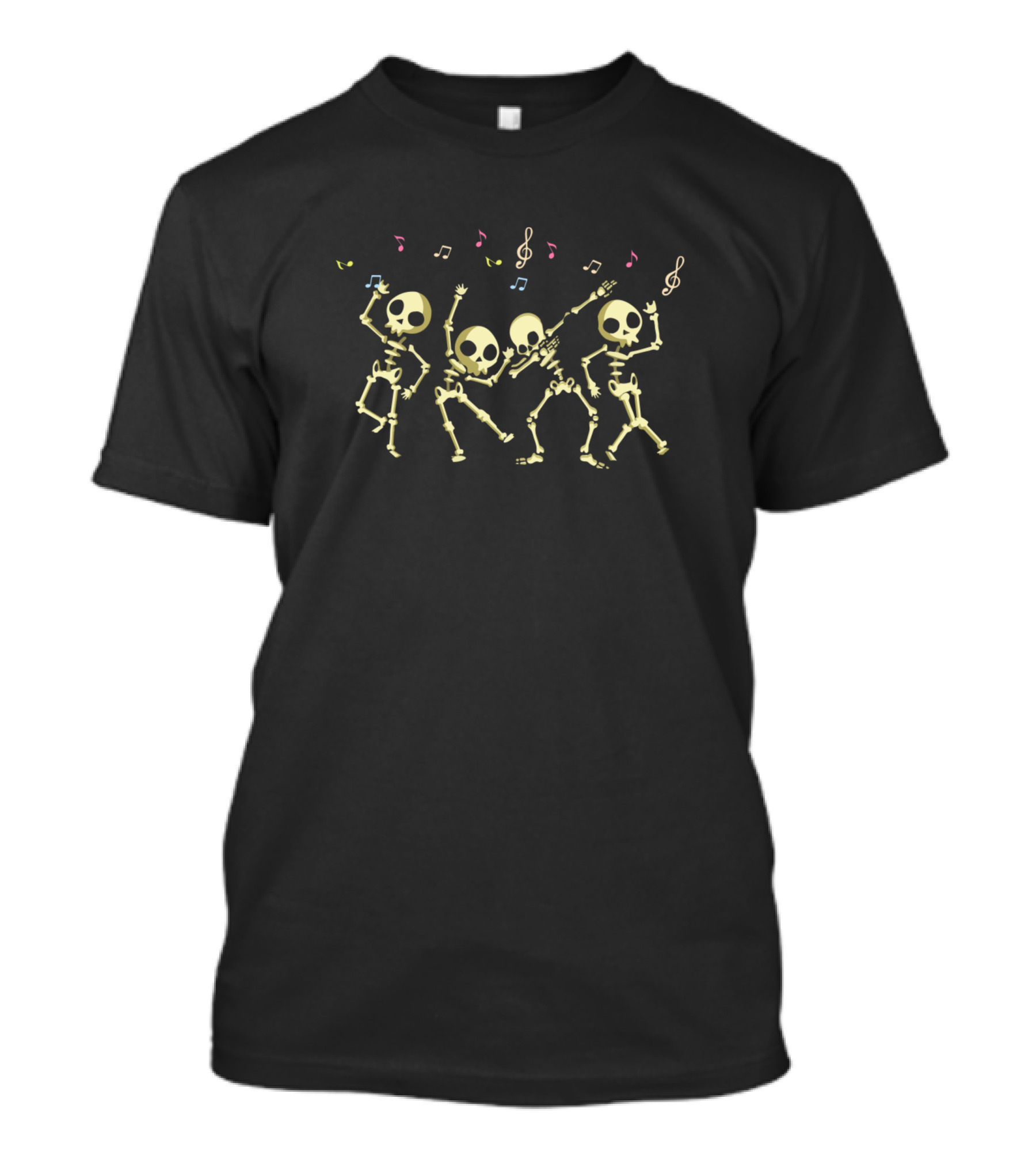 Dancing Skeletons Music Notes Party Vibes T-Shirt