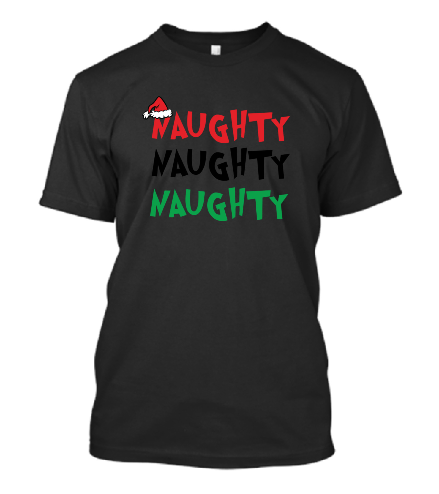 Naughty Grinch Santa Hat Christmas Holiday Spirit T-Shirt
