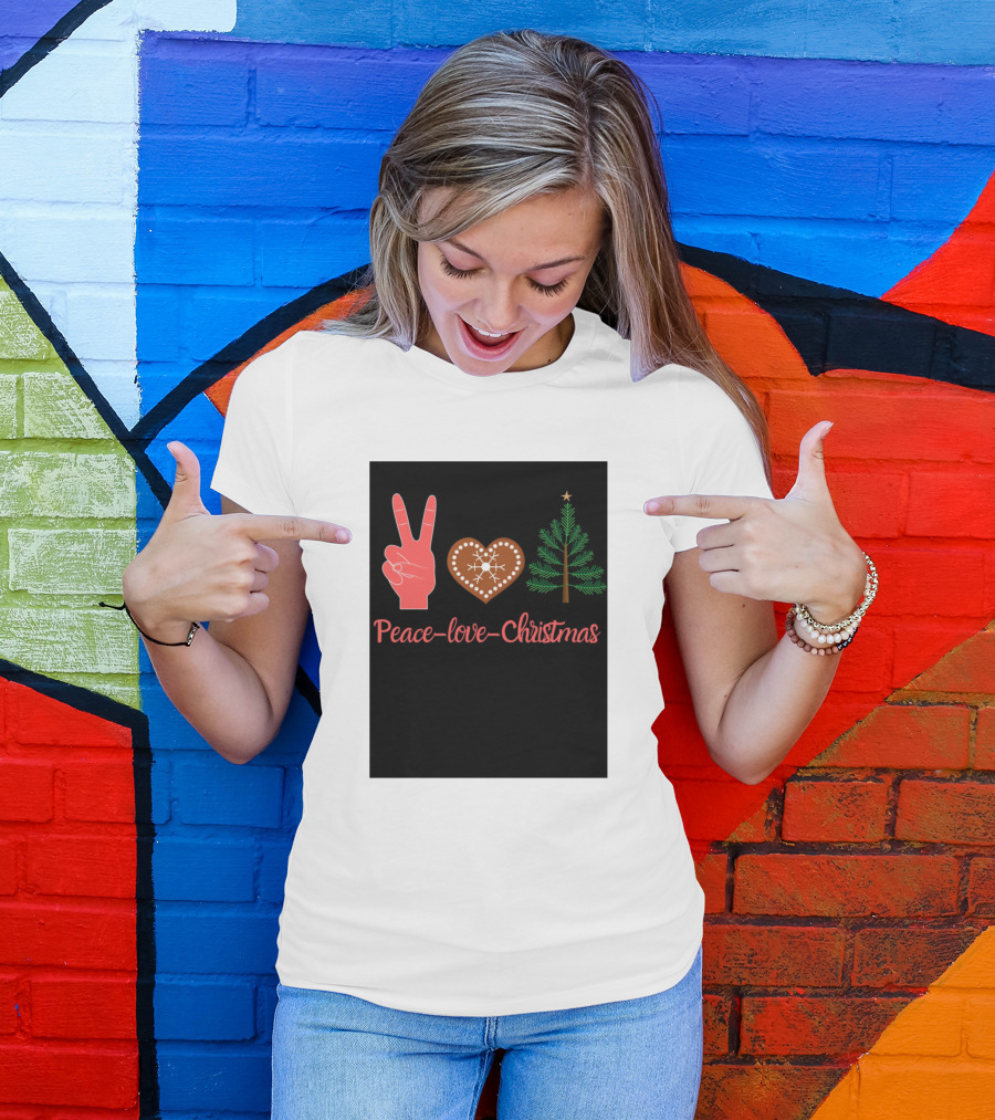 Peace Love Christmas Gingerbread Tree T-Shirt