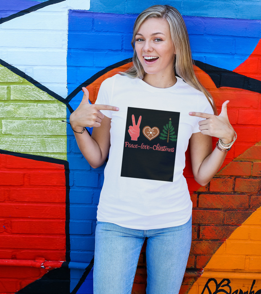 Peace Love Christmas Gingerbread Tree T-Shirt